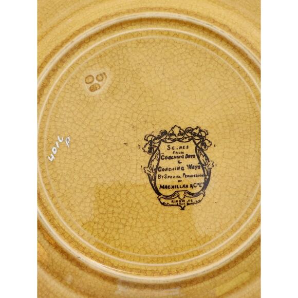 COLLECTOR PLATE-RIDGEWAY-COACHING DAYS COACHING WAYS-Vintage-Gold-Woman & Dog - Picture 8 of 10